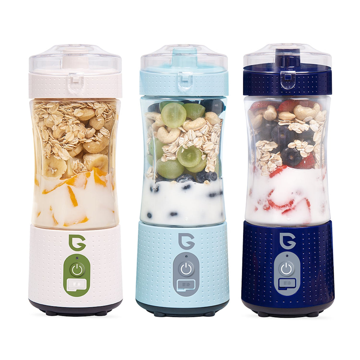 GreenTest portable blender in three color options