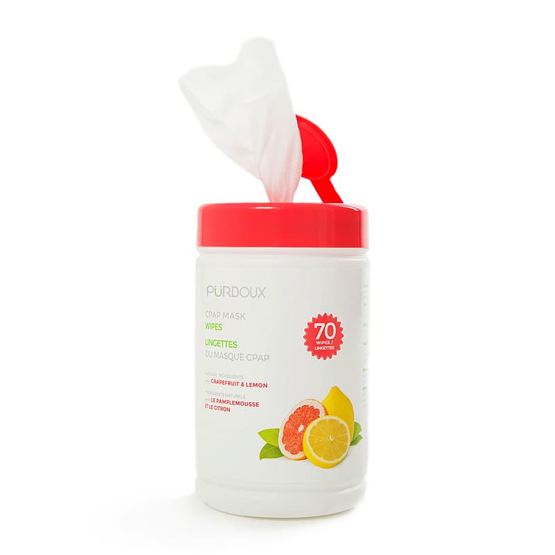 PURDOUX CPAP Mask Wipes with Citrus Scent Grapefruit and Lemon Scentedcan - Canister